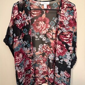 Motherhood Floral Sheer Kimono Blouse
